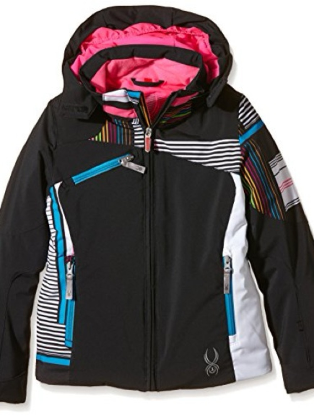 Spyder Kids Black Jacket with Pink Lining and Blue Accents